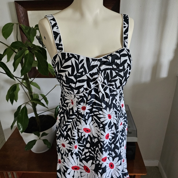 Y2k R&K cotton blend floral lined cups smocked back babydoll knee sundress - Picture 2 of 11